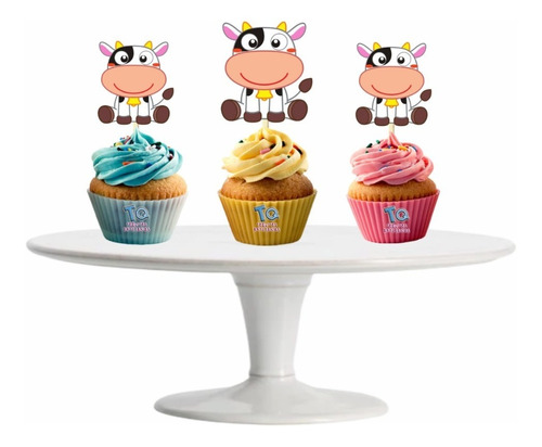 Vaca Lola Cupcake Toppers Adorno Para Muffins X10