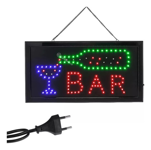 Placa Painel Letreiro Led Luminoso Em Escrita Bar Bivolt