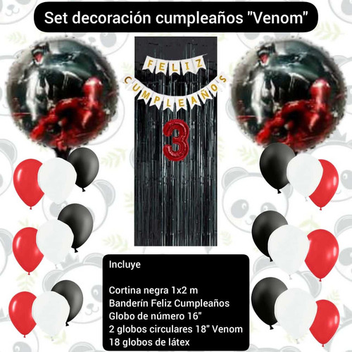 Combo Decoración Cumpleaños Globos Venom Carnage Spiderman