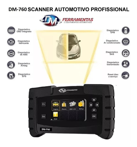 Scanner Automotivo Profissional Dm-760 Af Reset Luz De Oleo