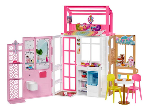 Casa Barbie Plegable 2 Niveles + Accesorios Mattel Original