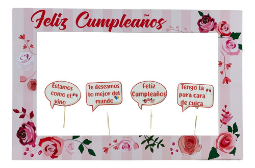 Marco Selfie Cumpleaños Diseño Rosas