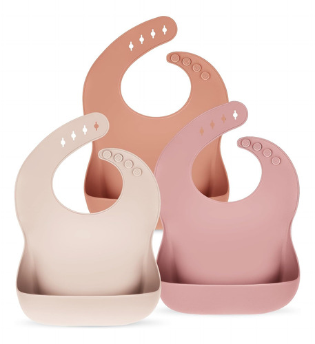 Juego De 3 Baberos De Silicona Para Bebés Y Niñas Pequeñas,