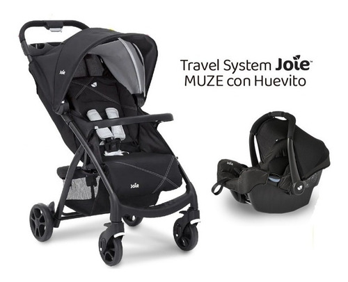 Cochecito de paseo Joie Muze travel system coal con chasis color negro