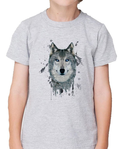 Remera De Niño Lobo Pintura Watercolor