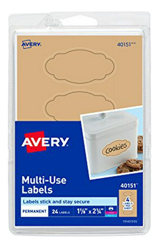 Avery Multi-use Etiquetas, Kraft Marrón Oval De Desplazamien