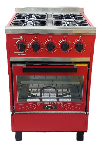 Cocina Industrial Hoffen 4 Hornallas 55 Cm Ancho Con Visor Rojo