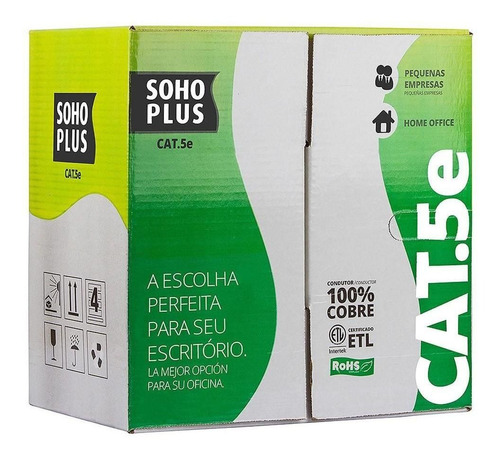 Cabo De Rede Sohoplus Furukawa Cat.5e U/utp 24awg 4p Az 305m