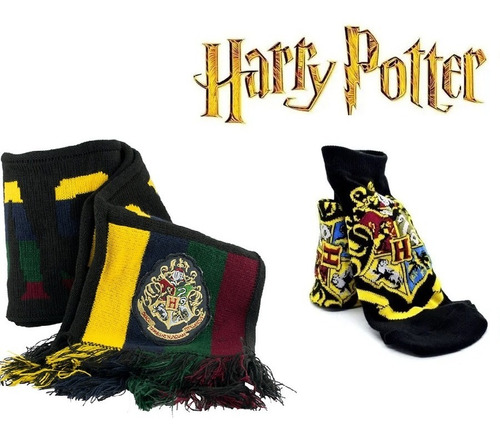 Combo X2 Bufanda Rayada+medias Cortas Hogwarts- Harry Potter