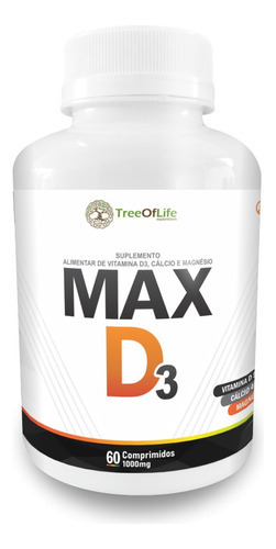 Max D3 Vitamina D3 Cálcio E Magnésio 60 Comprimidos 1000mg