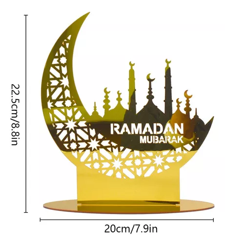  Decoración de mesa de Ramadán para el hogar, centros de mesa de Ramadán  2024, decoración de fiesta de Ramadán, decoración de fiesta de Ramadán,  adorno de placa de madera para el