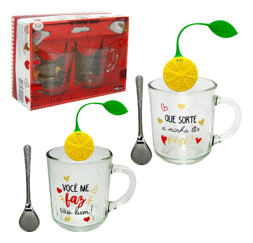 Kit 2 Caneca De Vidro Café/cappuccino Frases - Dia Das Mães