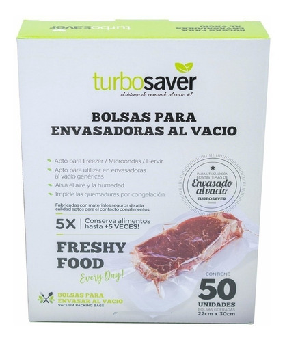 Bolsas Para Envasadoras Turbosaver Al Vacio 22cm X30 Cmx 50u