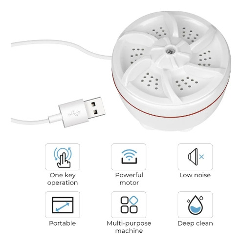 Mini Portatil Turbo Automatico Lavadora Electrica De Viaje Blanco