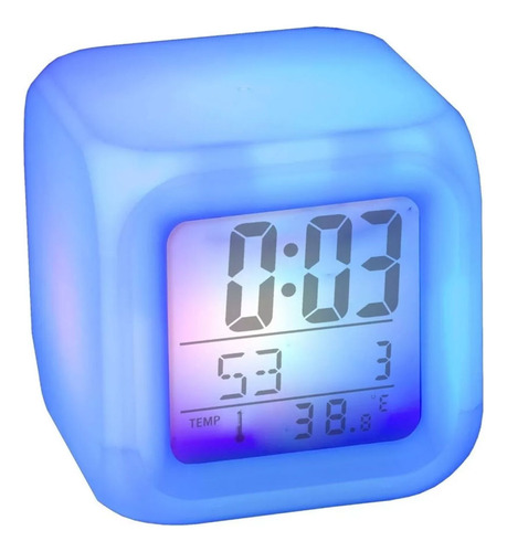 Reloj Despertador Cubo Con Fecha Y Temperatura Colores Led