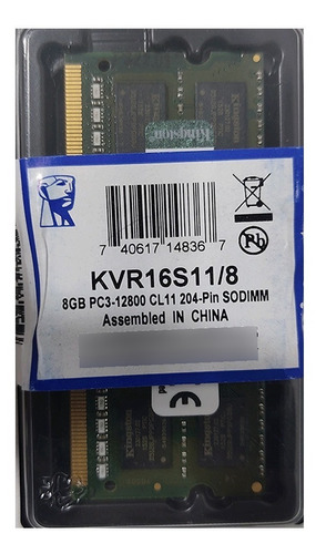 Kingston Memoria Ram Ddr3l 1600 Pc3l-12800 Mhz 8gb  Laptop