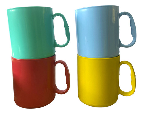 Copo Caneca Infantil 6pçs Flexivel Resistente Aniversario Cor Azul Bic Liso