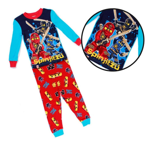 Pijama Lego Para Niños De Ninjago Spinjitzu Azul Y Rojo