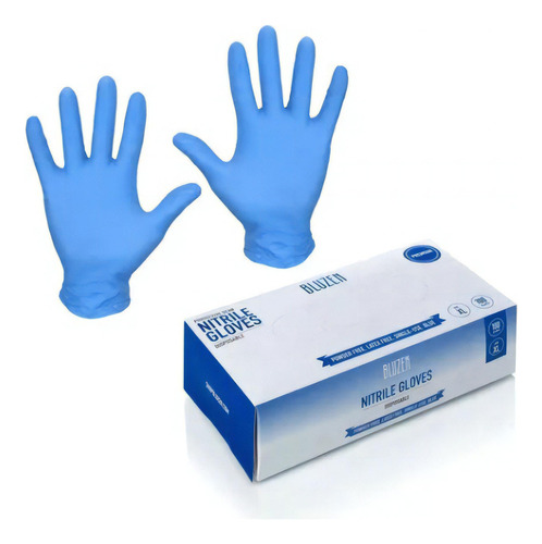 Guantes De Nitrilo Sin Latex Sin Polvo 1000 Bluzen M Azul