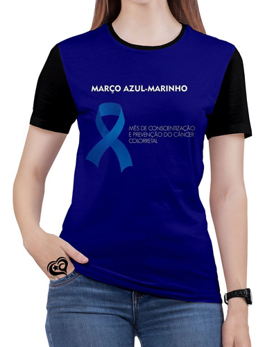 Camiseta De Março Azul Marinho Feminina Blusa