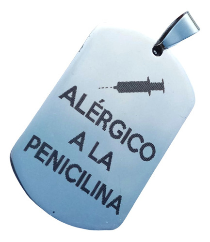  Dije En Acero Quirúrgico Alérgico Penicilina 