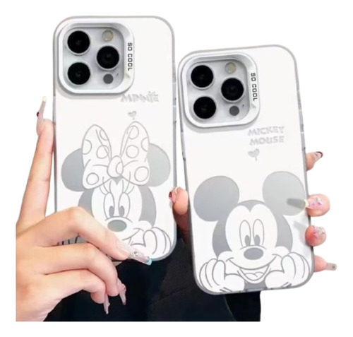 Capinha Case Compatível Com iPhone Mickey Minnie Espelhada