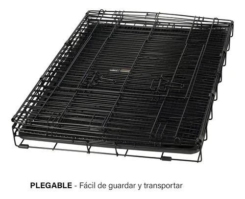 Pet King transportadora metálica plegable jaula perro mediana 77.5x48x55.5cm color Negro