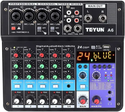 Mezcladora Mixer Profesional 6 Canales Teyun A6