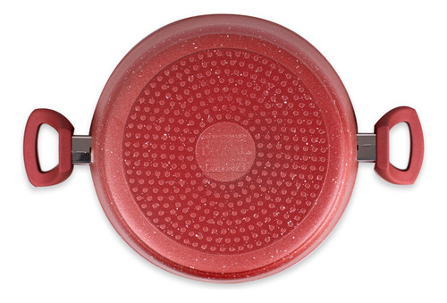 Batería De Cocina Recubrimiento Marmoleado 7 Piezas Rojo Doral