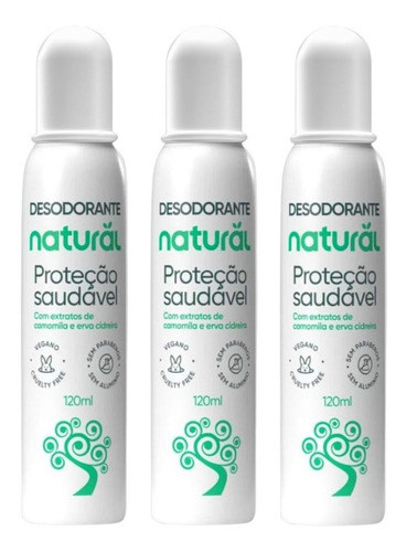 Kit 3x: Desodorante Natural Camomila/erva Cidreira 120ml