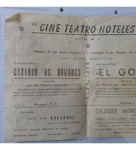 Antiguos Programas De Teatro 1952 Y De Cine De Los '70 (Usado)