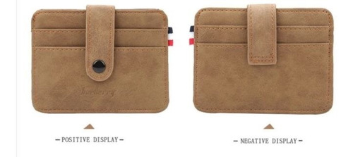 Tarjetero Baellerry Cuero Nobuk Café - 5 Tarjetas Con Broche