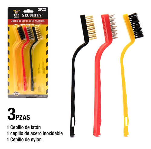 Set Cepillos De Alambre Laton, Acero Y Nylon 3pzas