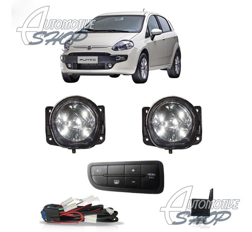 Automotive Shop Farol Aux/ Milha Fiat Punto 2012 A 2017 Kit