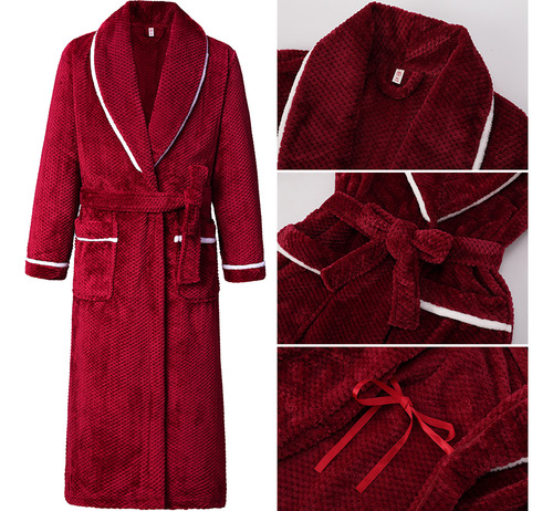 Bata De Ducha Tipo Kimono Con Solapa Gruesa, Bata De Baño De