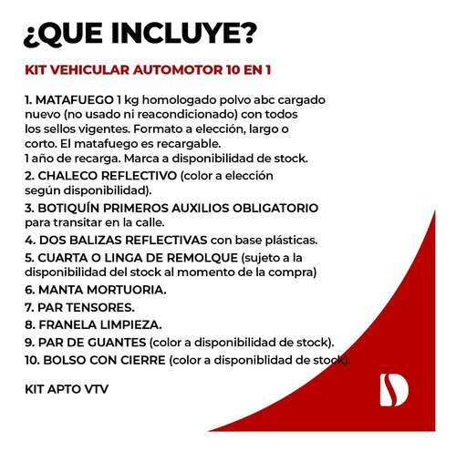 Imagen 3 de 10 de Kit Seguridad Auto 10 En 1 Chaleco Baliza Matafuego + Envio.