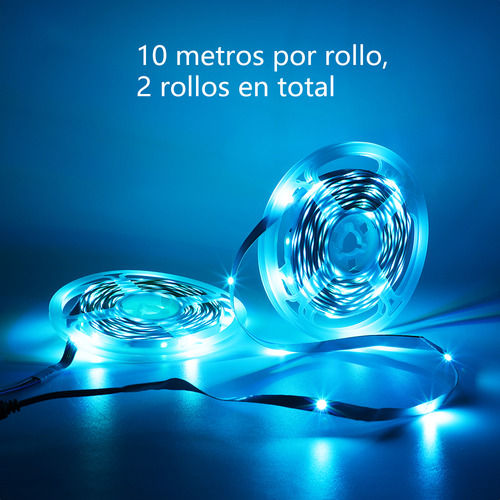 Tiras De Led 20m Rgb Bluetooth Inteligentes Para Cuarto Rgb