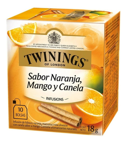 Té Twinings Sabor Naranja, Mango Y Canela Caja X 10 Saquitos