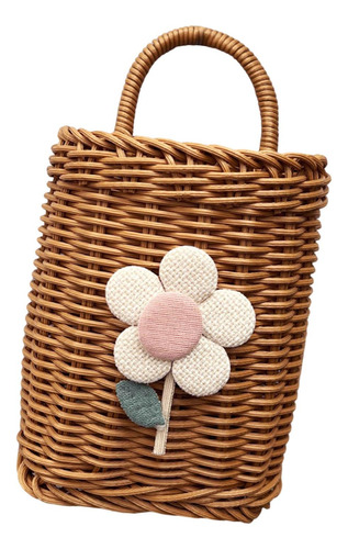 Canasta De Canasta Tejida Cesta Con Decoración De S Flor