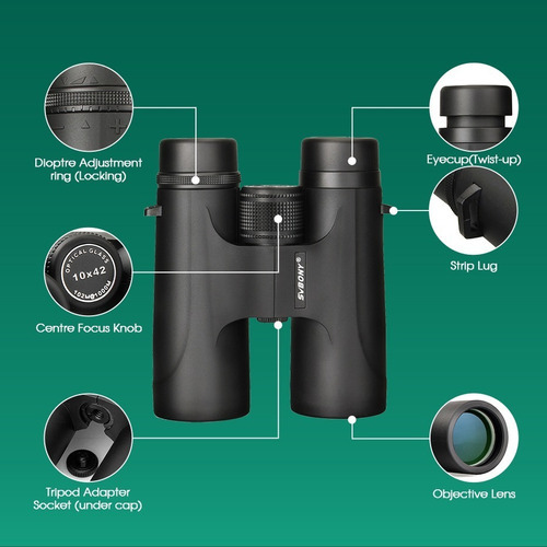 Binoculares profesionales de alta potencia Svbony Hd 10x42 color militar negro