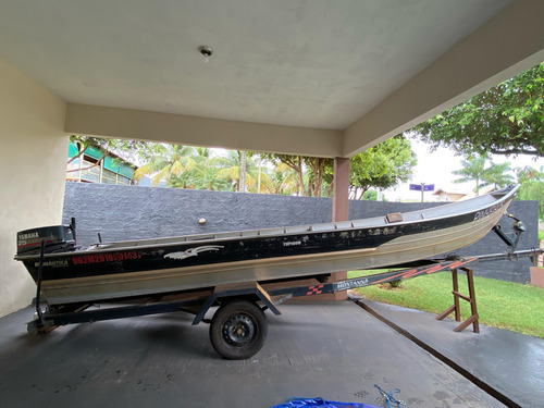 Barco Tupi Borda Alta Com Motor 25 Hp E Carreta