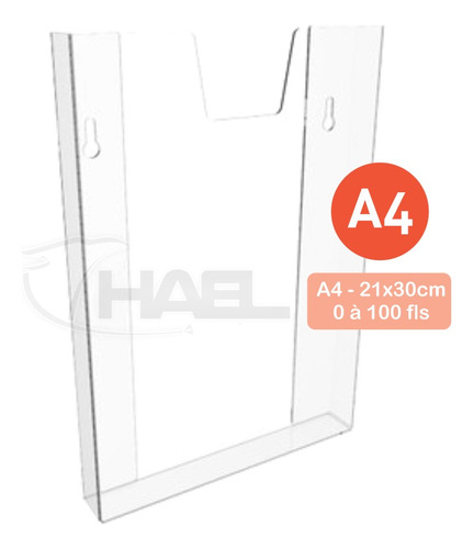 Display Porta Folha Prontuário De Parede A4 Até 100 Folhas, Sikin Transparente