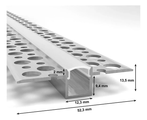 Perfil De Embutir Aluminio Con Difusor Opal X 3mtr Durlock No Aplica