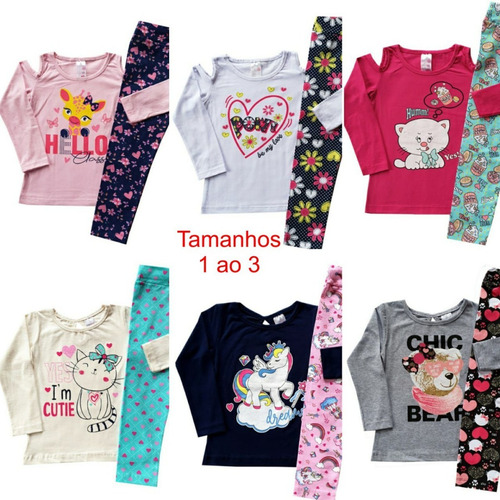 Kit 5 Conjunto Infantil Menina Roupas Femininas Frio Baratas