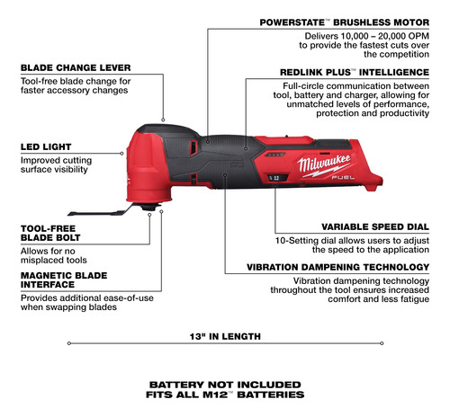 Multitool O Multiherramienta Oscilante M12 Milwaukee 2526-20