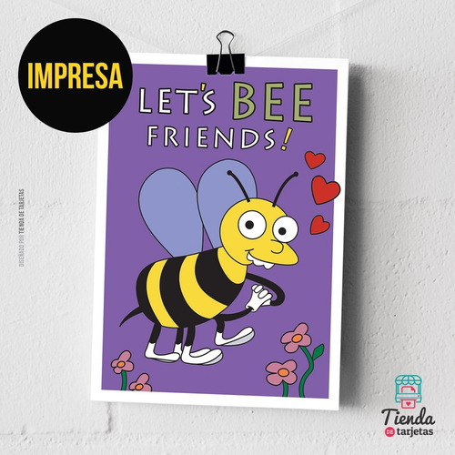 Imagen 2 de 6 de Tarjeta Seamos Amigos Impresa Con Sobre Abejita Simpsons