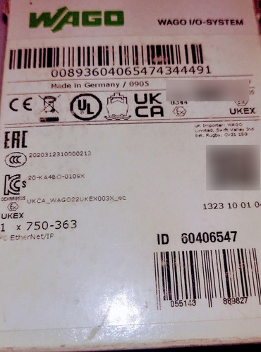 Wago750-363 Modulo Acoplador De Bus De Campo Ethernet/ip, (Usado)