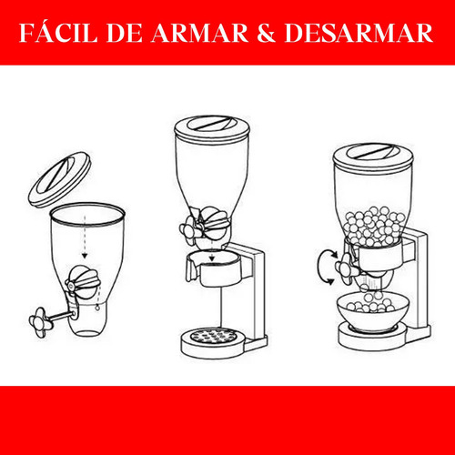 Dispenser Expendedor De Cereales Con Dosificador Cerealero Negro