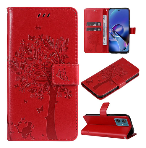 Funda Tipo Cartera De Piel Perforada Con Forma De Árbol De G