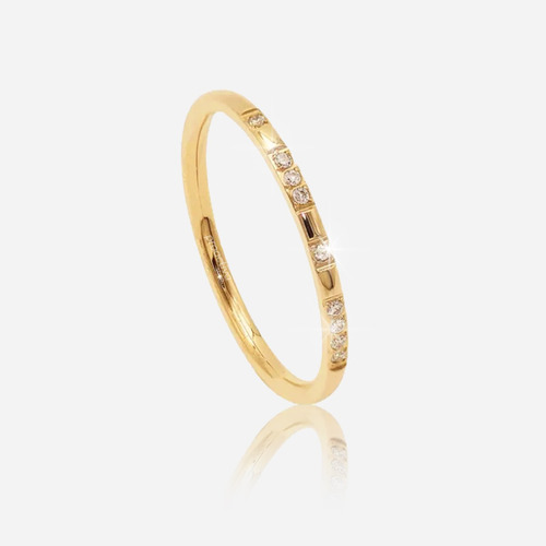 Anillo Aesthetic De Acero Y Brillantes Dorado Plateado 2mm